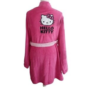 New Sanrio hello Kitty Hot pink Embroidered Back pockets belted tie robe 2XL